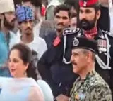 Indian Army Officer wife takes photo with Pakistan soldier rare scene at Wagah