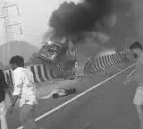 Vijayawada car fire Chandrababu Pawan and Lokesh express shock over death of four