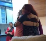 Sister surprises younger sister by flying from Dublin for her birthday celebration