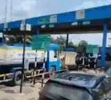 Hyderabad Vijayawada Highway traffic jam at Pantangi Toll Plaza as vehicles move slowly
