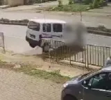 New car accident while coming out of showroom video here