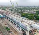 Bullet Train above and regular trains below Ahmedabad railway marvel