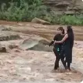 Two girls tries to a selfie and stranded in river as police rescued