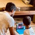 Nani attending online classes along with his son