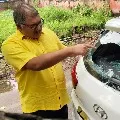 TDP leader Pattabhirami gets anger after his car was demolished by goons