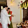 Venkaiah Naidu offers Mahalakshmi Pooja at his son house in Hyderabad in Diwali day