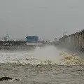 Godavari river drained with flood water at Dhavaleswaram