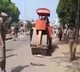 Police crushed heavy noisy silencers with a road roller