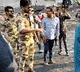 Chiranjeevi and Ram Charan in army dress on Acharya sets