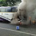 APSRTC Bus engine catches fire in Kakinada