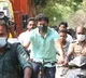 Tamil star hero Vijay arrives by bicycle to cast his vote in Chennai