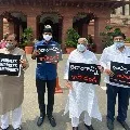 TRS protests farm bills in Parliament premises