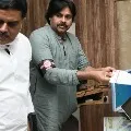 Pawan Kalyan wears Specially designed badge in Prakasham district