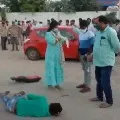 YCP MLA Undavalli Sridevi helps an youth injured in an accident