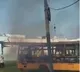School buses parked near a church in Pulivendula caught in fire