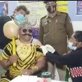 Indore Police dressed like Yamaraj to take corona vaccine