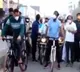 Telangana minister Puvvada cycle tour in Khammam