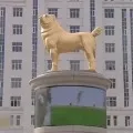 Goleden statue for rare Alabai breed dog in Turkmenistan