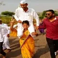 Woman carries husband on shoulders to celebrate panchayat polls victory