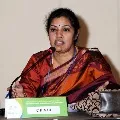 Purandeswari talks to media in her village