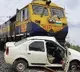 Rail engines drags car for 200 m in Kadapa Dist
