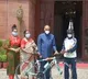 President Ramnath Kovind presents a cycle for a young racer