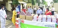 Telangana Governor hands over donated soaps and notebooks to IRCS