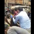 A scuffle broke out between a hawker and police personnel