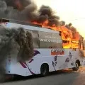Private Travel Bus Burned in Sangareddy dist