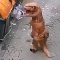 Man Under Coronavirus Lockdown Leaves Home Dressed As Dinosaur